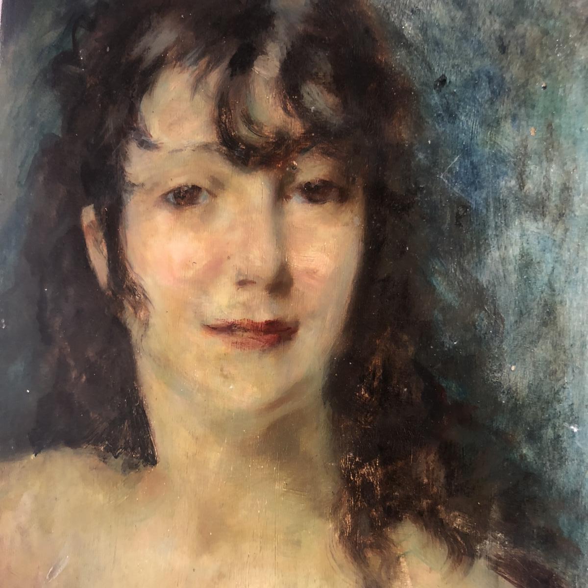 Lucien Henri GRANDGERARD 1880-1970 JEUNE FEMME huile sur panneau Grandgérard Nancy Lorrain