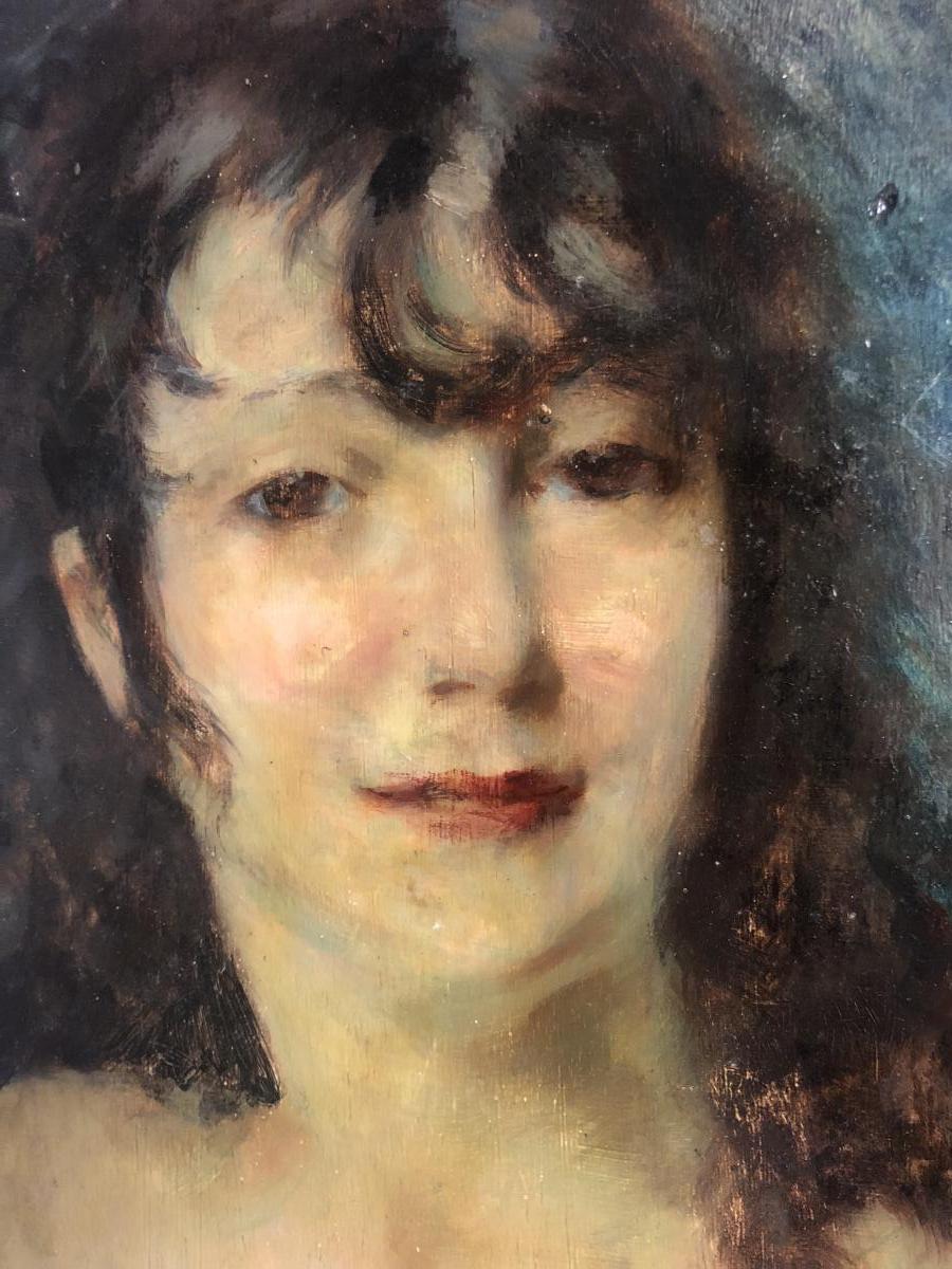Lucien Henri Grandgerard 1880-1970 Young Woman Oil On Panel Grandgérard Nancy Lorrain-photo-2