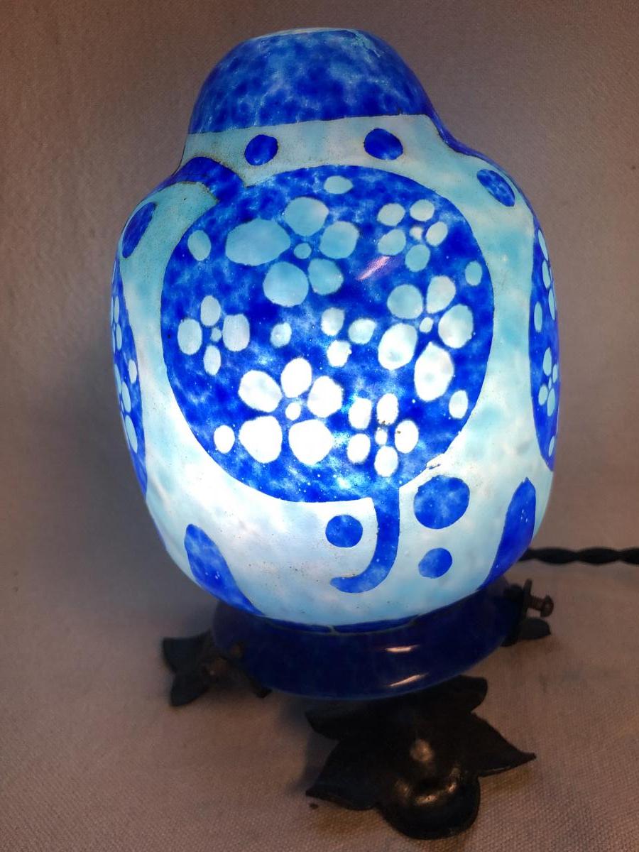 Le Verre FranÇais Nightlight Charder Azurettes Schneider Lamp-photo-3