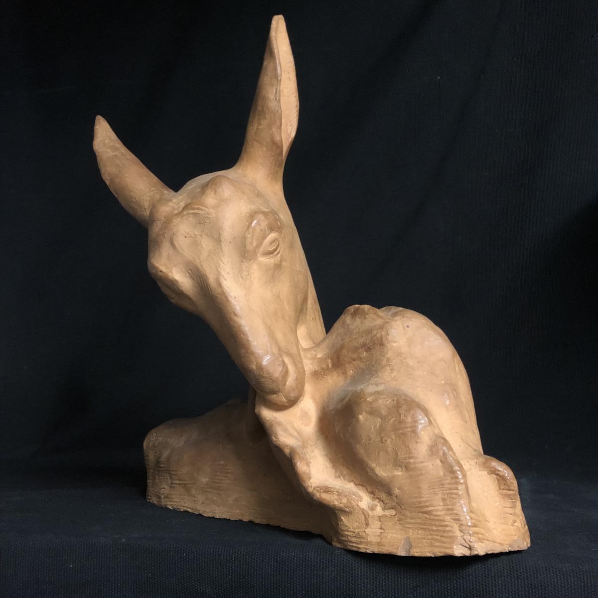 Amedeo Gennarelli 1881-1943 Large Terracotta Biche Art Deco-photo-2