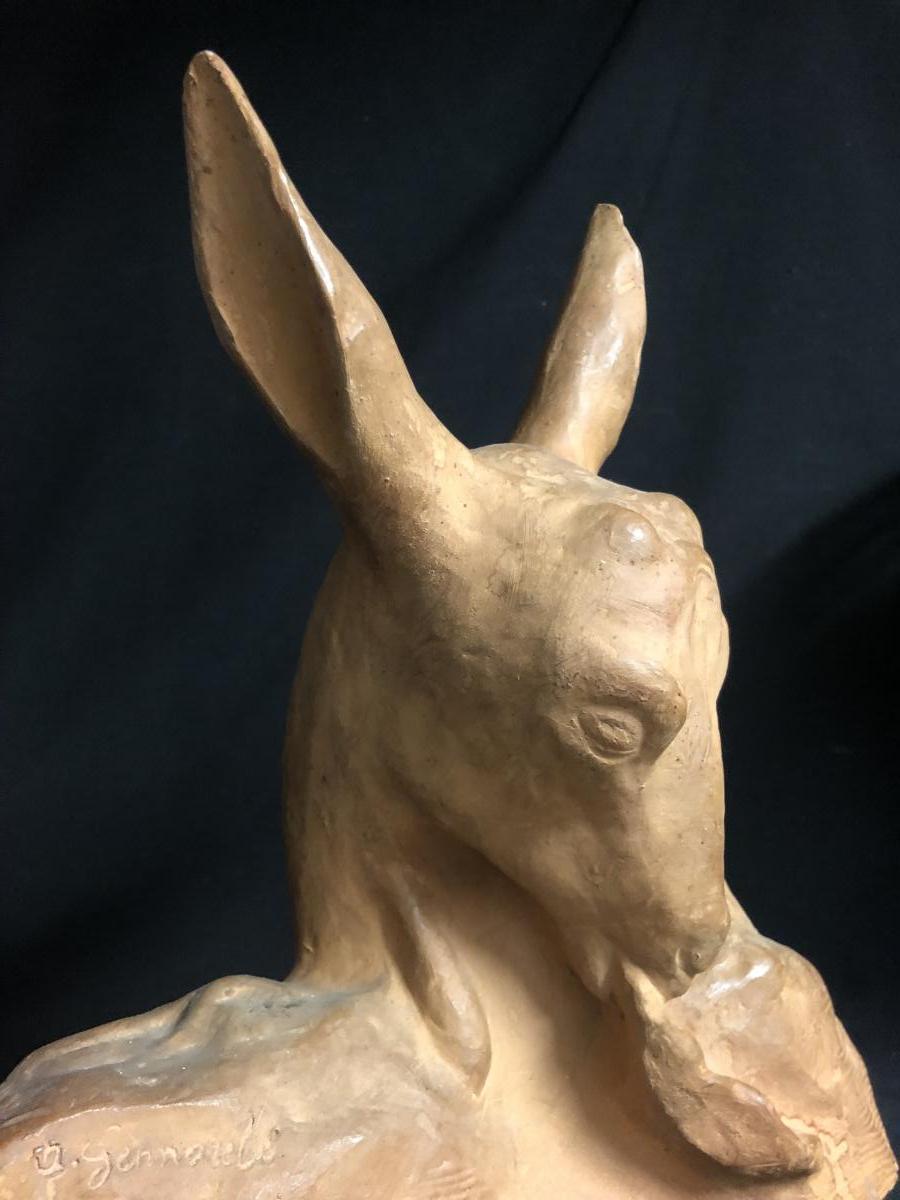 Amedeo Gennarelli 1881-1943 Large Terracotta Biche Art Deco-photo-4