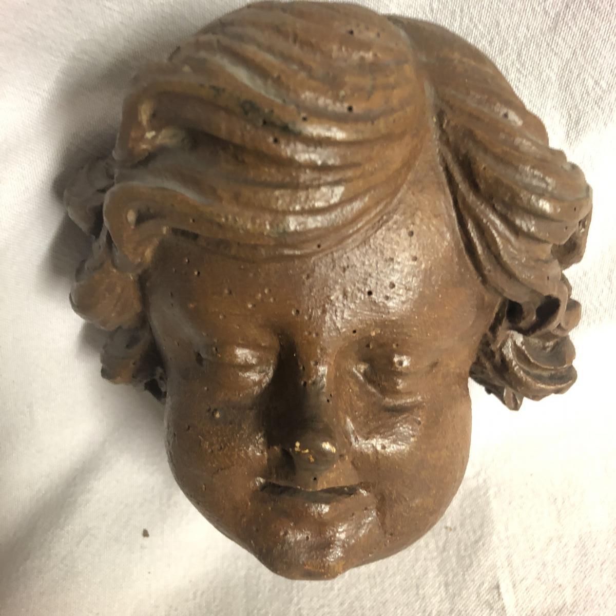 Head Of Ange Carved Wood 18th Century Head Putti 18th-photo-4