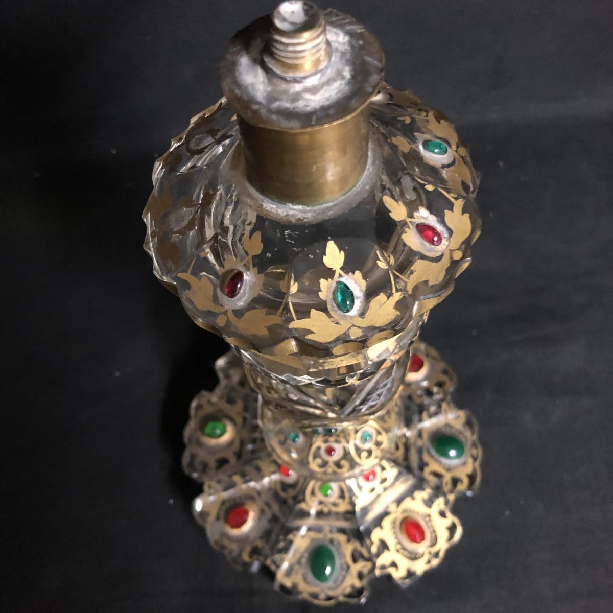 Lamp Base Nineteenth Faceted Crystal Glazed And Gilded Turkey Ottoman Kadjar-photo-2