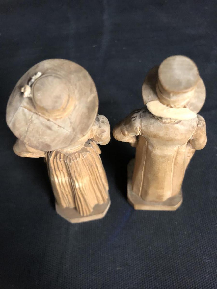 Switzerland 2 Characters Carved Wood Couple Of Elegants Late Nineteenth-photo-3