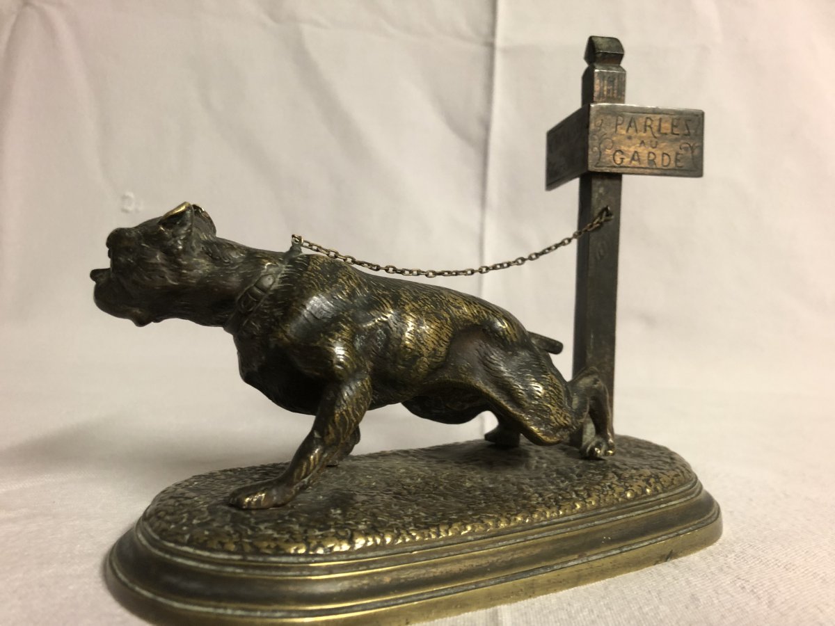 Bronze XIX Prosper Lecourtier  Attr. Boxer Guard Dog-photo-1