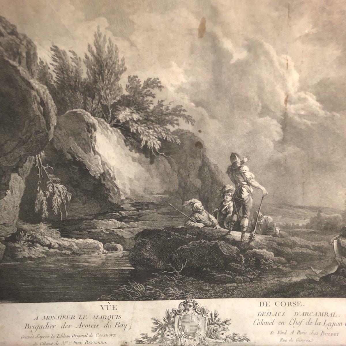 View Of Corsica XVIIIth Engraving 1769 According To The Painting Of Cazanove At The Marquis d'Arcambal Godefroy