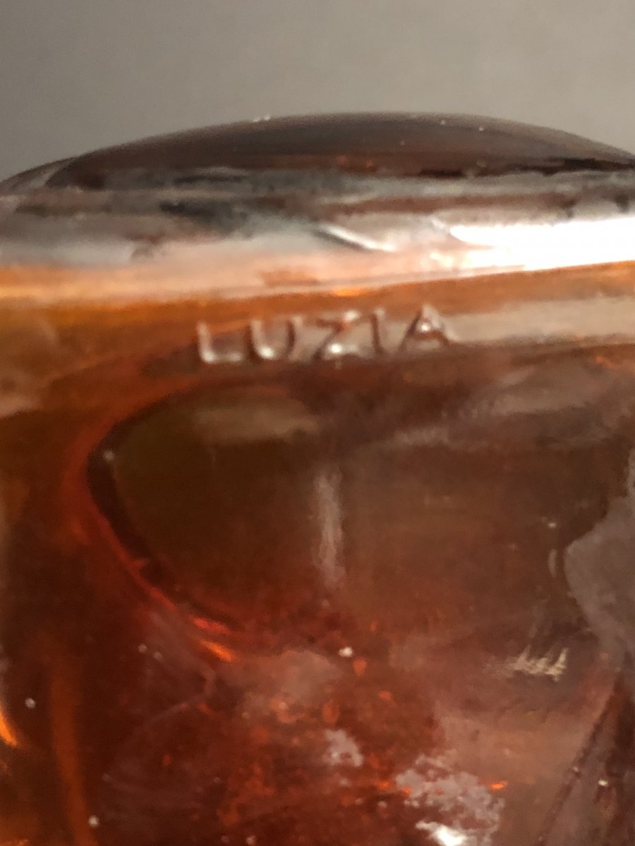 Luzia France Glass Bottle Color Decor Beetle 1920 Art Deco Style Lalique Fragrance-photo-1