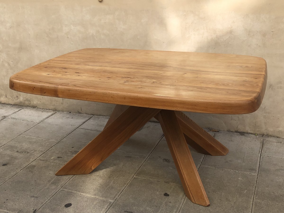Pierre CHAPO GRANDE TABLE 10 couverts Modèle T35C ABAN 151 x 110 cm 1970 orme massif Seltz -photo-4