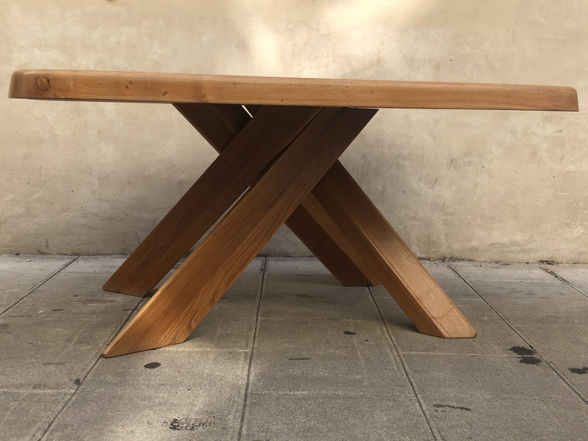 Pierre CHAPO GRANDE TABLE 10 couverts Modèle T35C ABAN 151 x 110 cm 1970 orme massif Seltz 