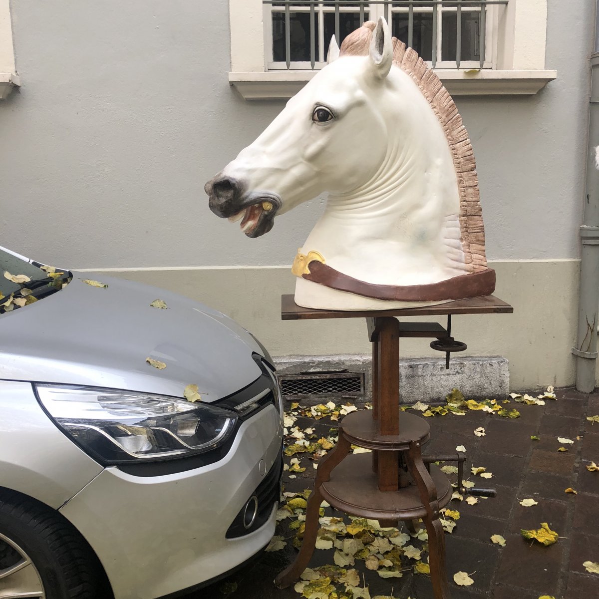 Enorme Horse Head Plaster Workshop Late Nineteenth 100x85 Cm After The Ancient Academy Drawing-photo-2