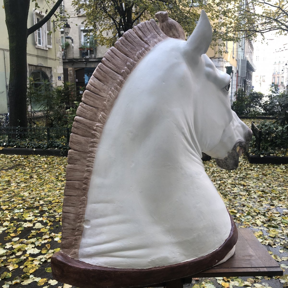 Enorme Horse Head Plaster Workshop Late Nineteenth 100x85 Cm After The Ancient Academy Drawing-photo-6