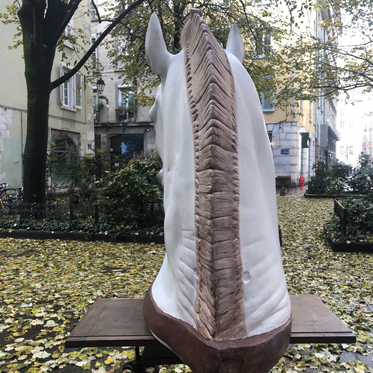 Enorme Horse Head Plaster Workshop Late Nineteenth 100x85 Cm After The Ancient Academy Drawing-photo-7