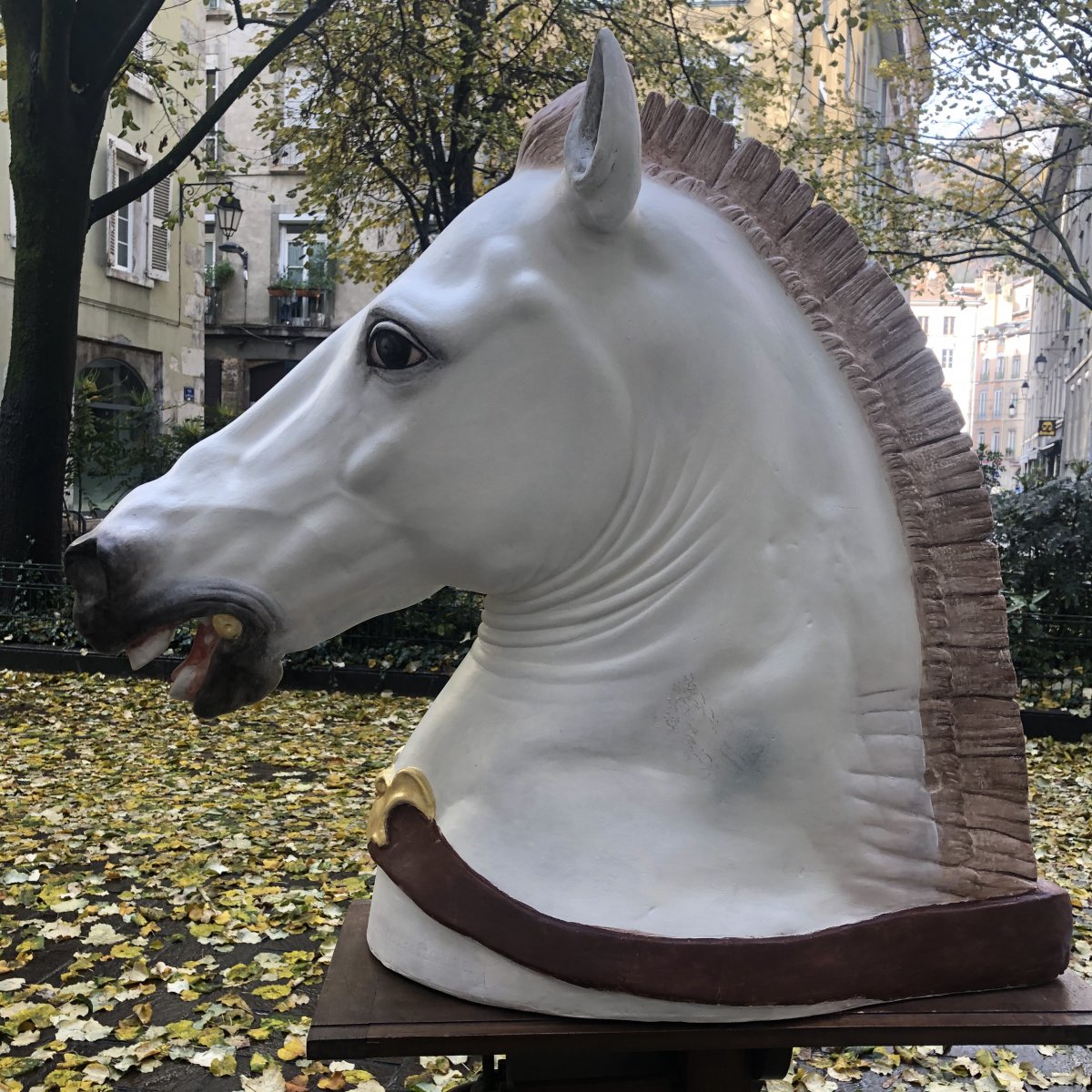 Enorme Horse Head Plaster Workshop Late Nineteenth 100x85 Cm After The Ancient Academy Drawing