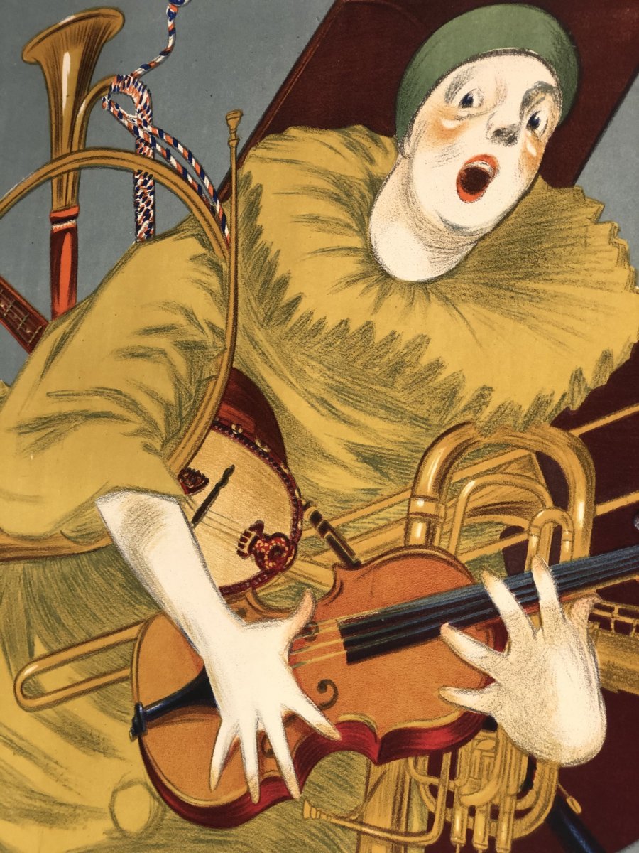Betto Lotti 1894-1977 Rare Poster 1925 Music Bossard-bonnel Piano Violin Horn Orchestra -photo-3