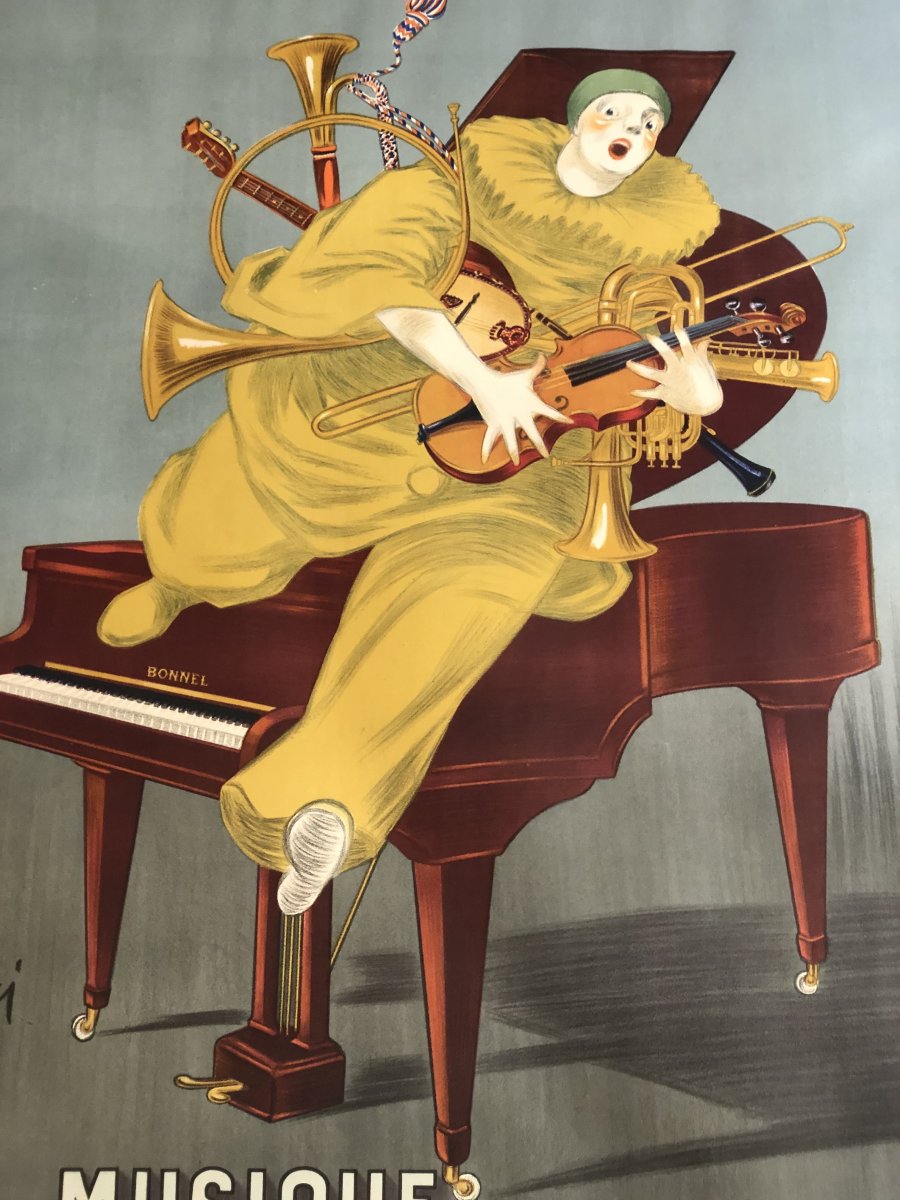 Betto Lotti 1894-1977 Rare Poster 1925 Music Bossard-bonnel Piano Violin Horn Orchestra -photo-4