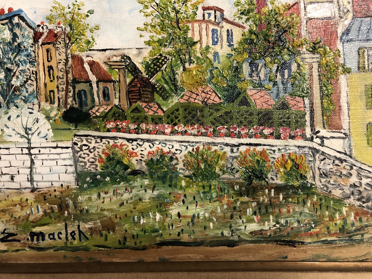Elisée Maclet 1881-1962 Oil On Canvas Montmartre La Crémaière Place Du Tertre Paris-photo-3