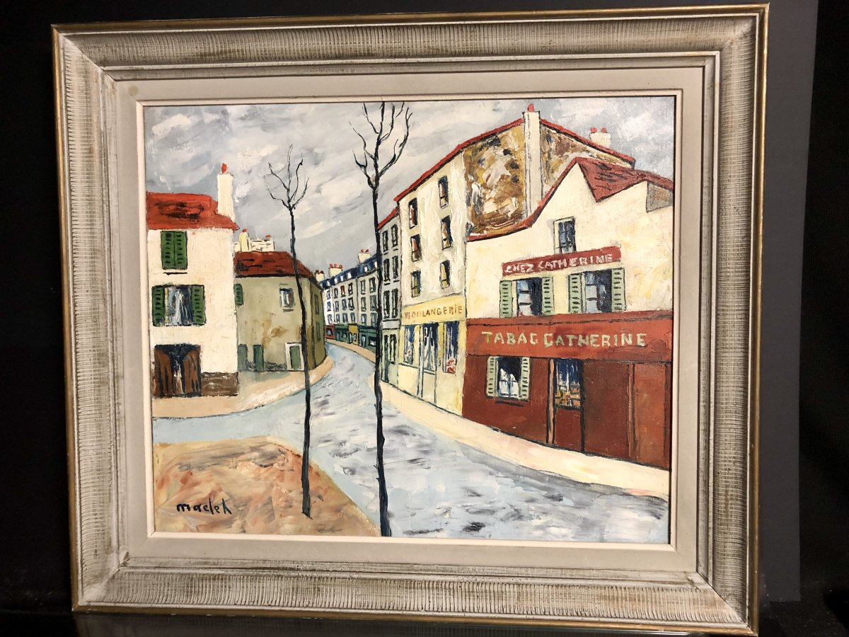 Elisée MACLET 1881-1962 Grande huile sur toile TABAC CHEZ CATHERINE MONTMARTRE  Paris-photo-2
