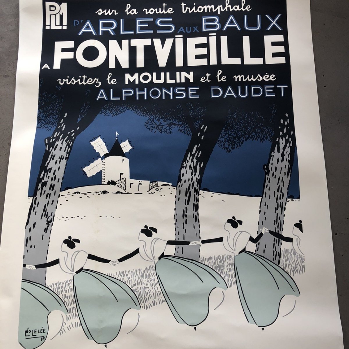 Léo Lelée Ancienne Affiche PLM Fontvieille 93 X 63 Cm Alphonse Daudet-photo-2