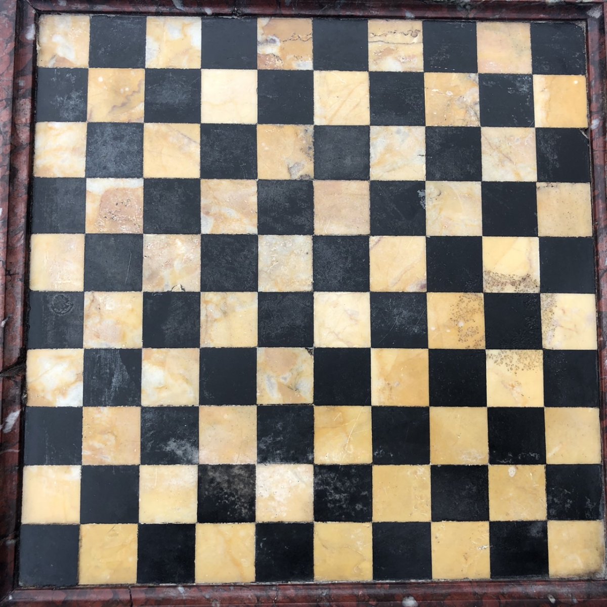 Rare Game Of Drafts 19th In Marquetry Of Marbles Scagliole Chess-photo-1