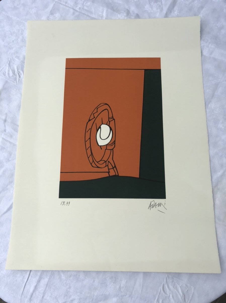 Valerio Adami Tennis 1980 Color Serigraphy In Very Good Condition Roland Garros-photo-3