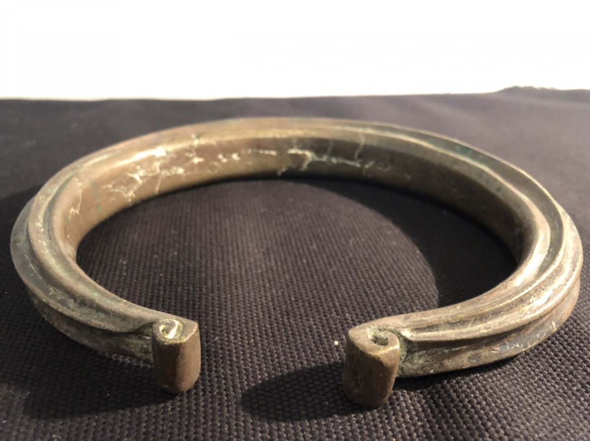 Spectaculaire bracelet de bras en bronze fin XIXe Ethnique Côte d'Ivoire esclave-photo-3