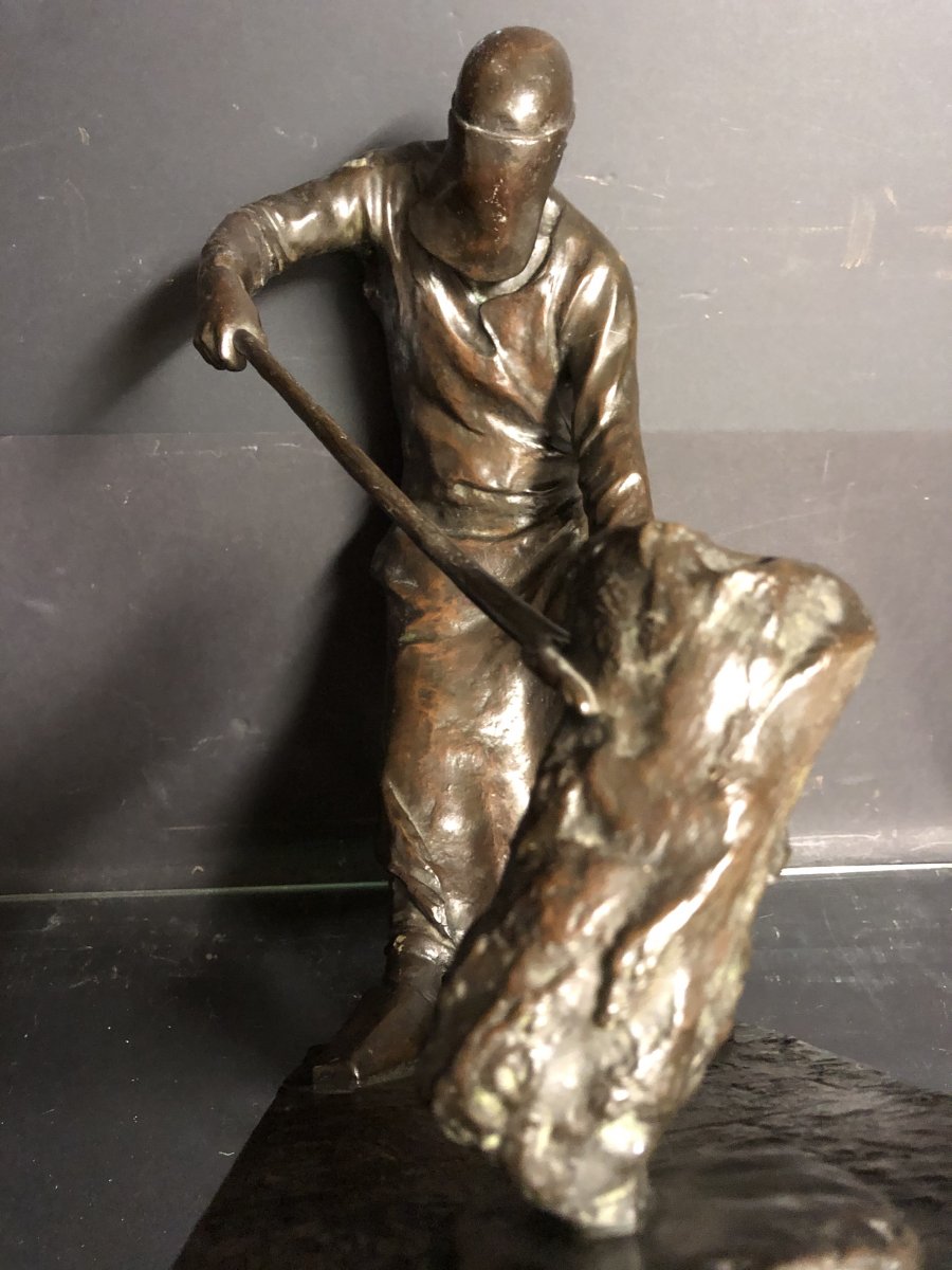 Auguste CORNU 1876-1949 IMPORTANT BRONZE CINGLEUR AU TRAVAIL Fondeur SIOT à Paris -photo-5