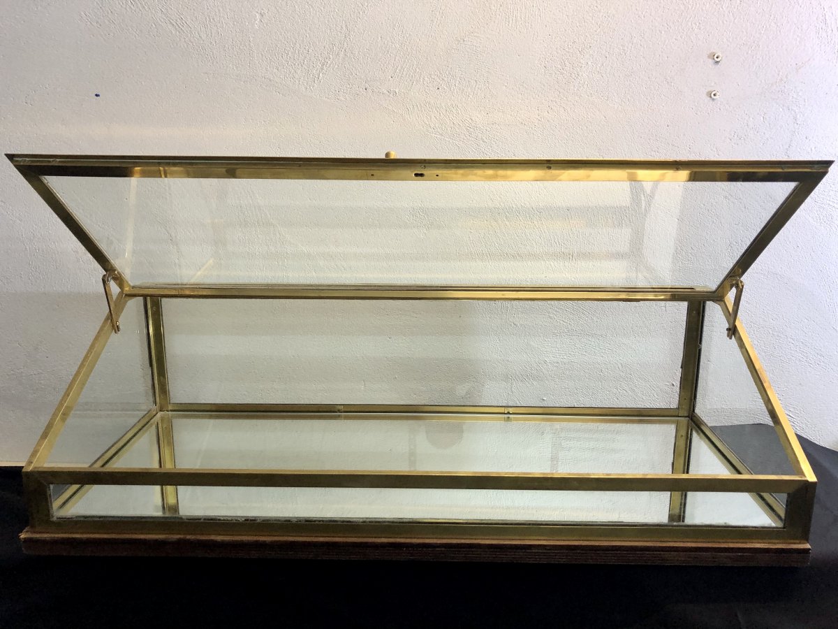 1 Shop Window (in A Pair) 1920 In Brass Glass And Mirror Art Decotbe 1/2-photo-3