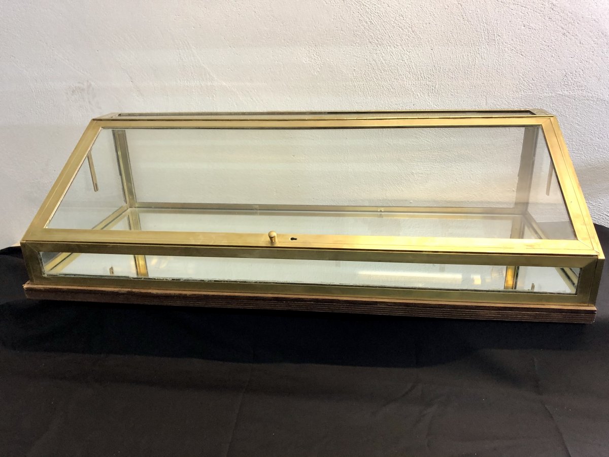 1 Shop Window (in A Pair) 1920 In Brass Glass And Mirror Art Decotbe 1/2-photo-4