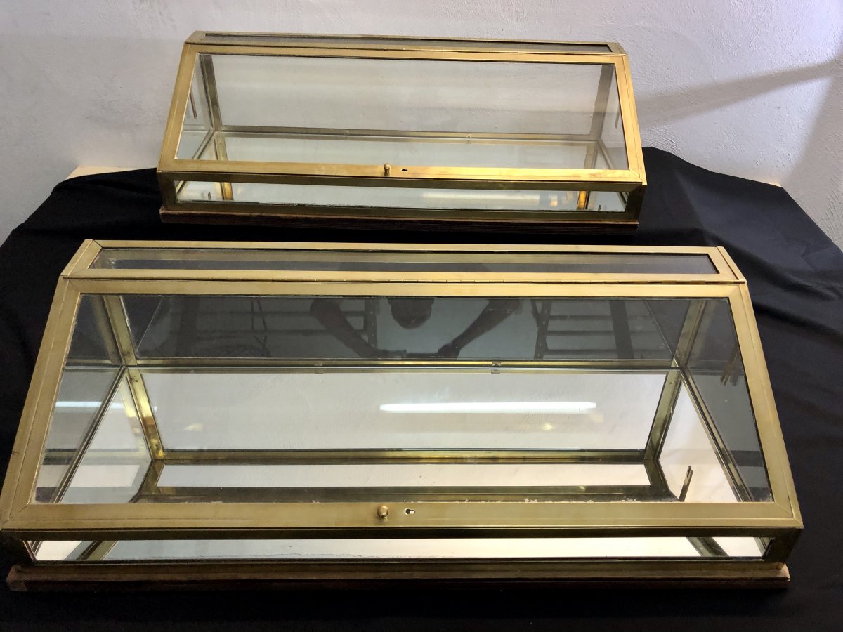 1 Shop Window (in A Pair) 1920 In Brass Glass And Mirror Art Decotbe 1/2-photo-4