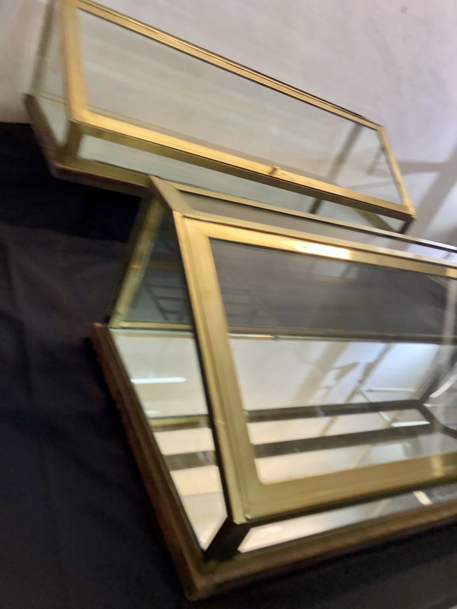 1 Shop Window (in A Pair) 1920 In Brass Glass And Mirror Art Decotbe 1/2-photo-6