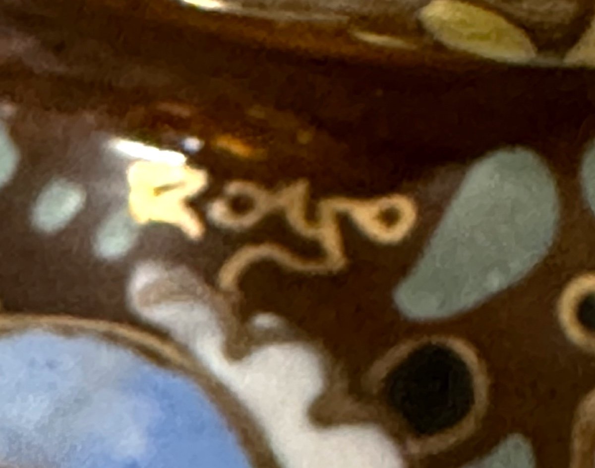 José Cire ROYO VASE en verre émaillé signé dans le gout de l' Orient Maitre verrier Espagne -photo-8
