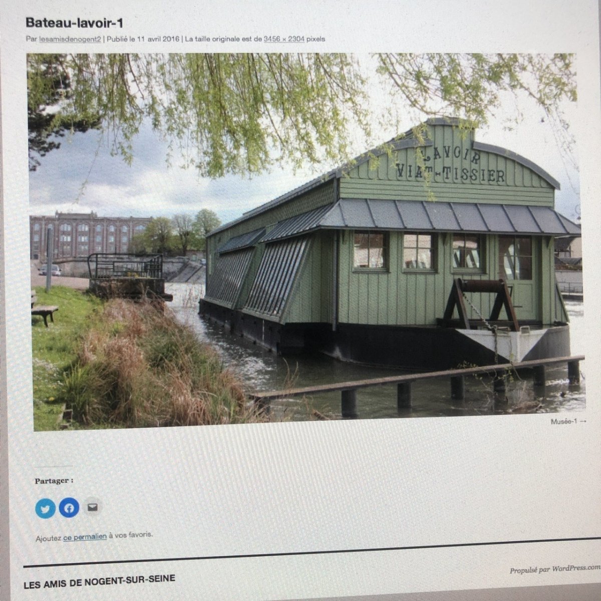 MARIUS ERAUD 1854-1919 LE BATEAU LAVOIR à Nogent sur Seine huile fin XIXe Nogent-sur-Seine -photo-5