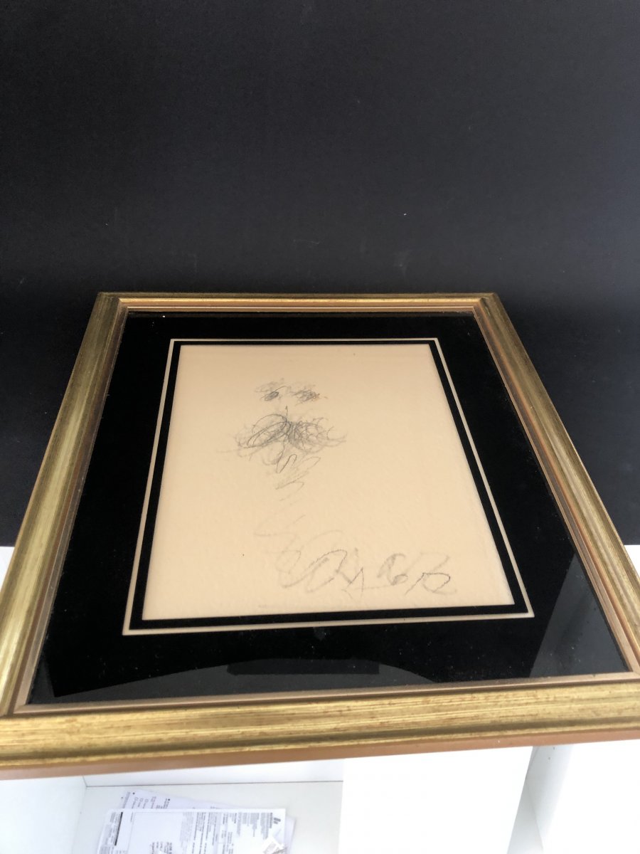 Cesar Baldaccini 1921-1998 Self-portrait Drawing And Highlights Signed César School Of Nice-photo-1