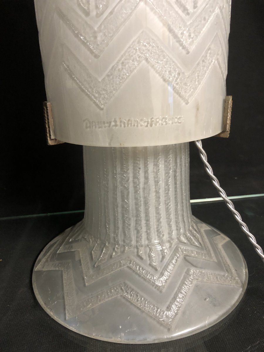 Daum Nancy France Large Lampe Obus 50.5 Cm Art Deco 1930 En Tbe-photo-4