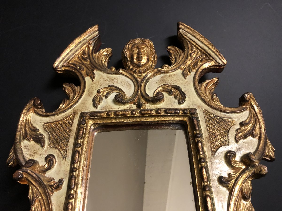 MIROIR BAROQUE en bois sculpté et doré XXe Guido SALIVOTTI Italie-photo-1