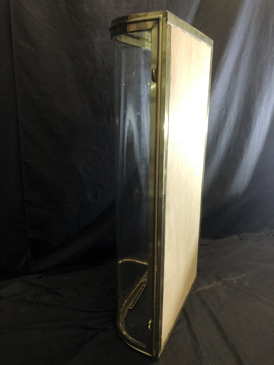 Rare Exhibition Window In Curved Glass And Brass 1920 Tbe Collector's Store-photo-6