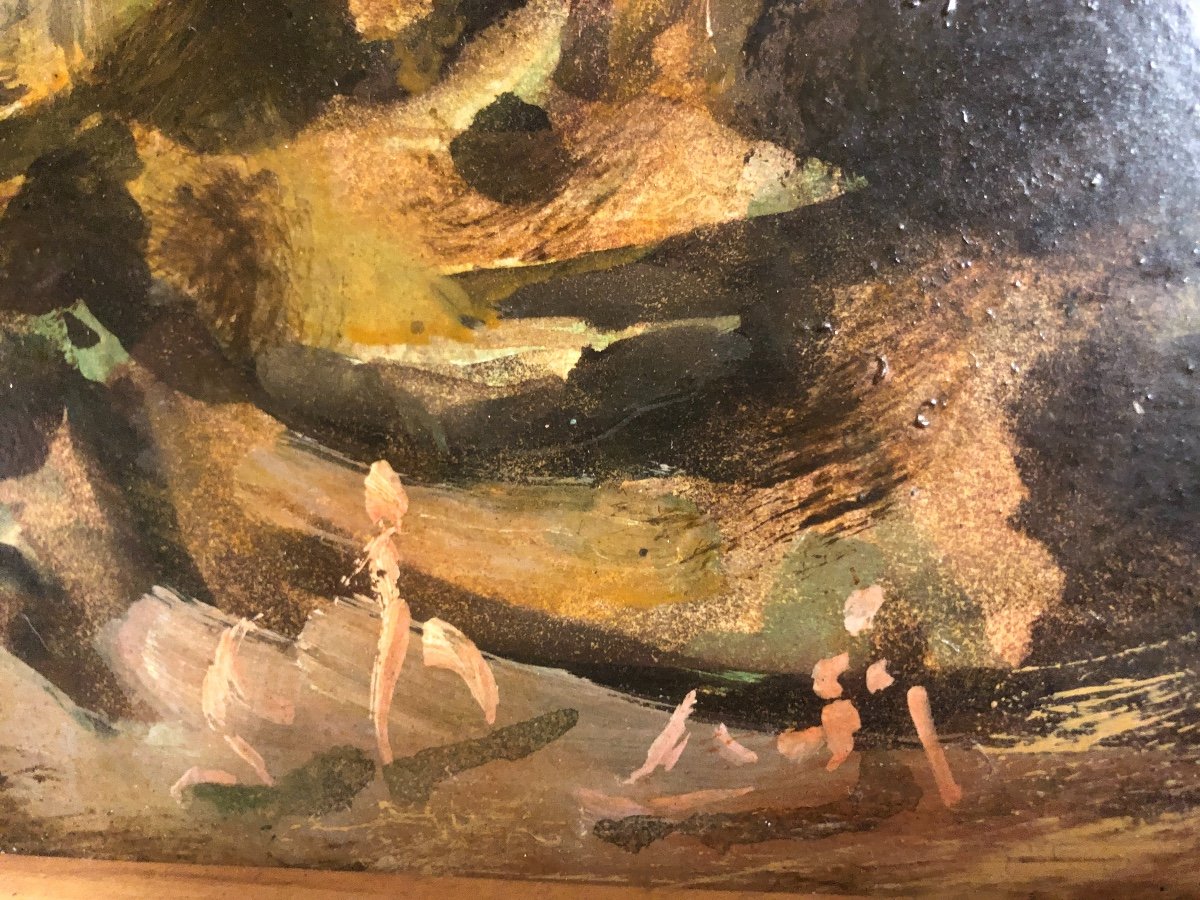 Jean Louis Bouvot 1913-1987 Auvers Sur Oise Gouache Animated Landscape-photo-3