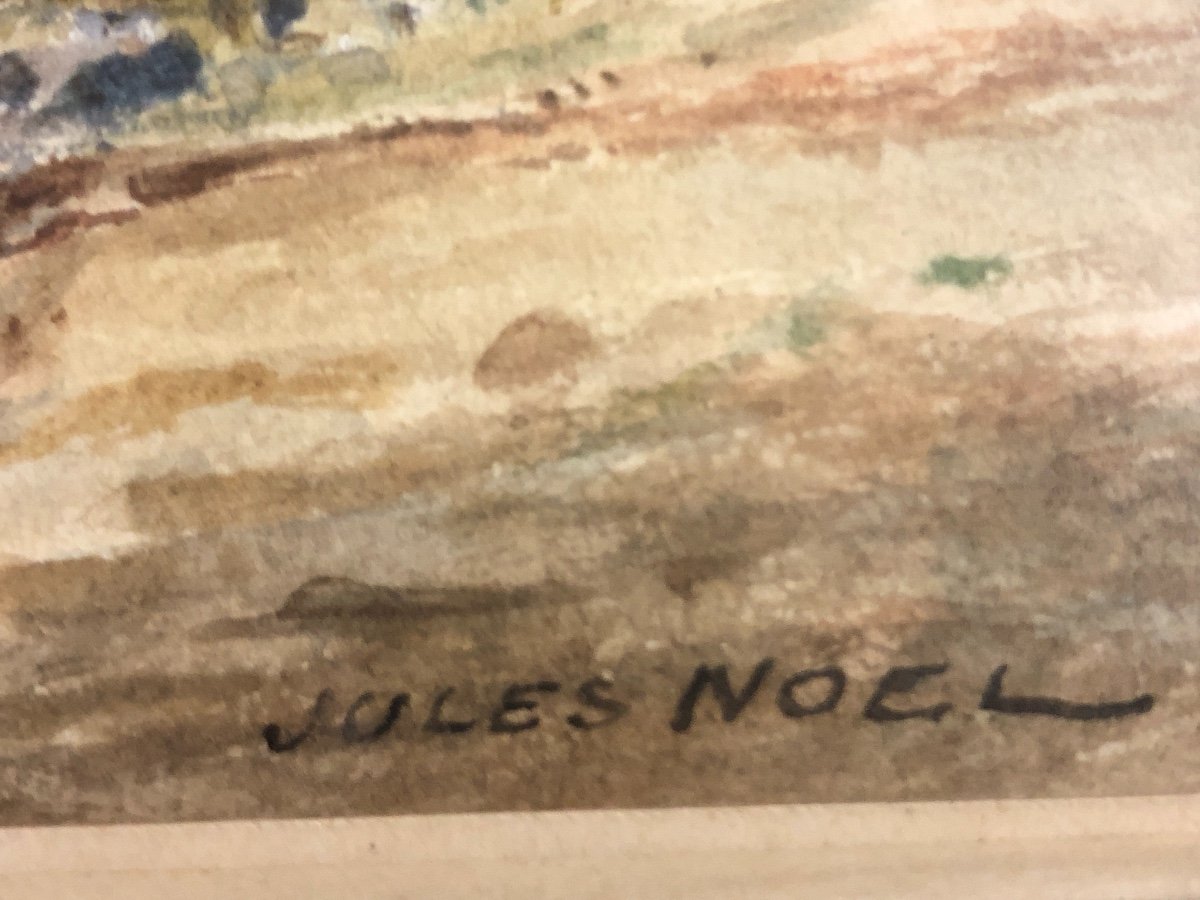 Jules Achille NOEL 1810-1881 Aquarelle Bateaux de pêche sur la côte Normande J. Noël Normandie-photo-4