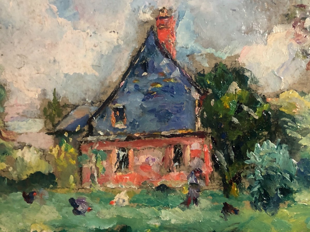 Emmanuel de la VILLEON 1858-1944 Huile La maison près du bois Duhamel vers 1937 Villéon-photo-1