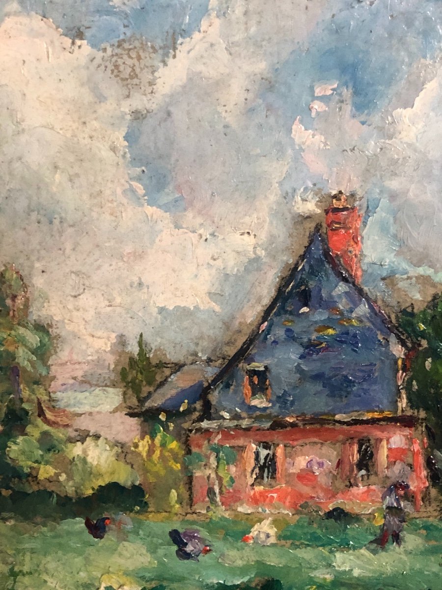 Emmanuel de la VILLEON 1858-1944 Huile La maison près du bois Duhamel vers 1937 Villéon-photo-3