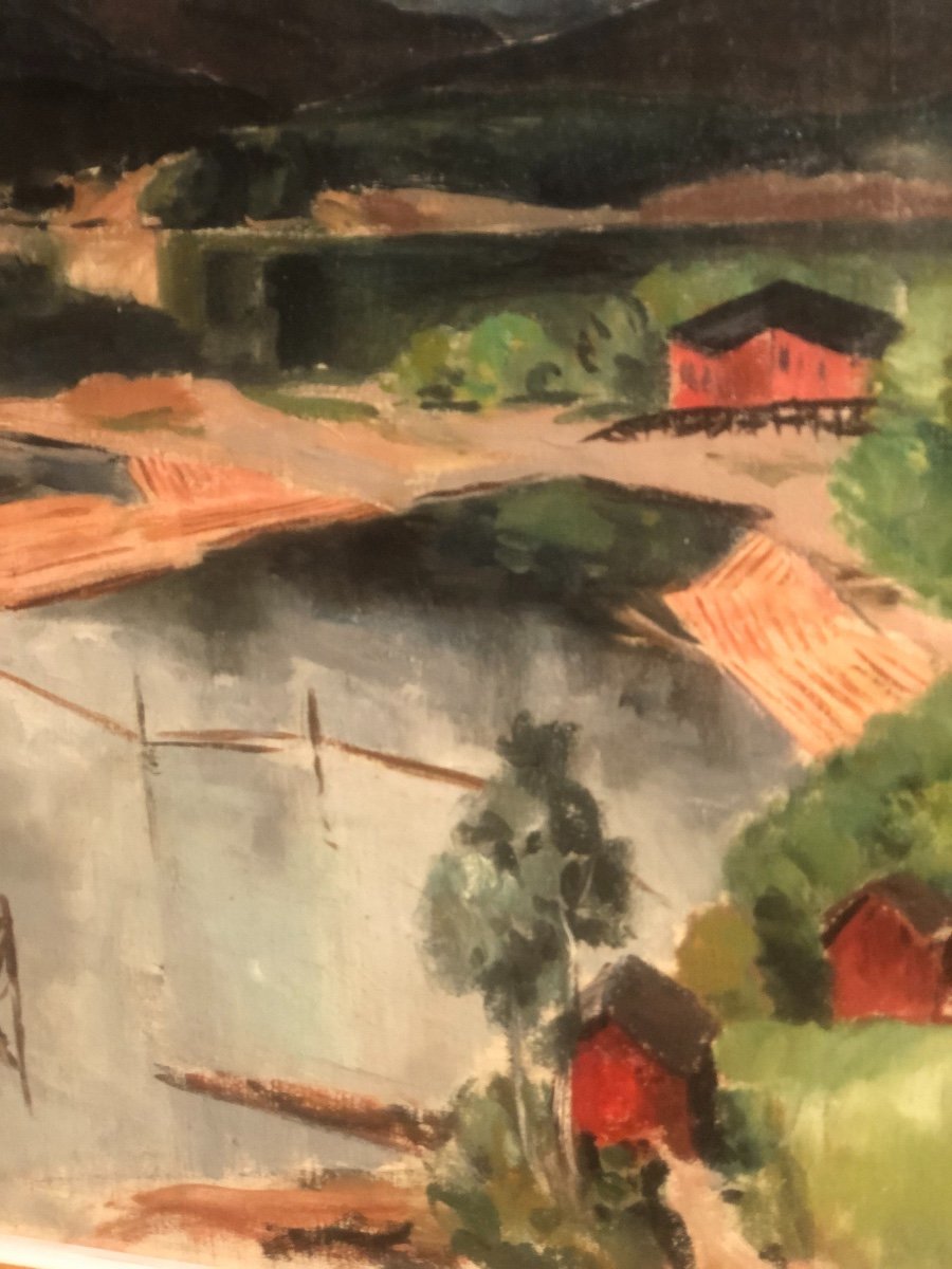 Marcel SAHUT Grenoble 1901-1990 Huile Lac en Norvège ? Musée à Volvic époux de Louise Morel-photo-2