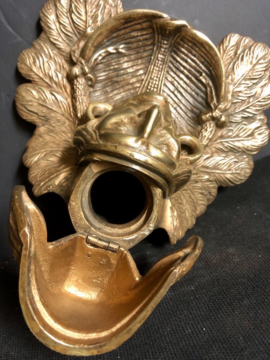 Rare Indian Chief Bronze Inkwell In The Style Of Frederic Sackrider Remington 1861-1909-photo-3