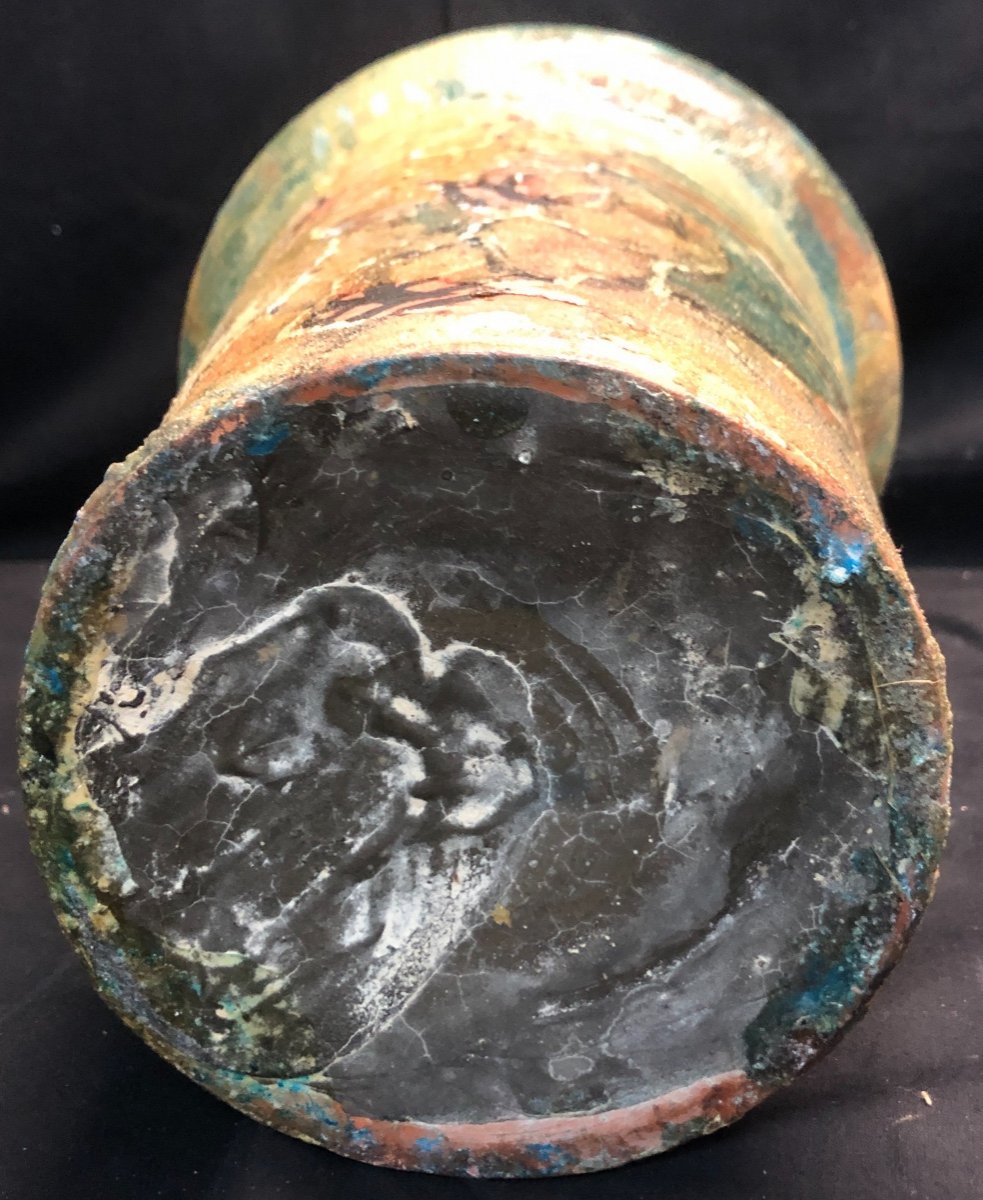 Georges Gimel 1898-1962 Large Signed Painting On Vase 38 Cm Savoie Megève-photo-4