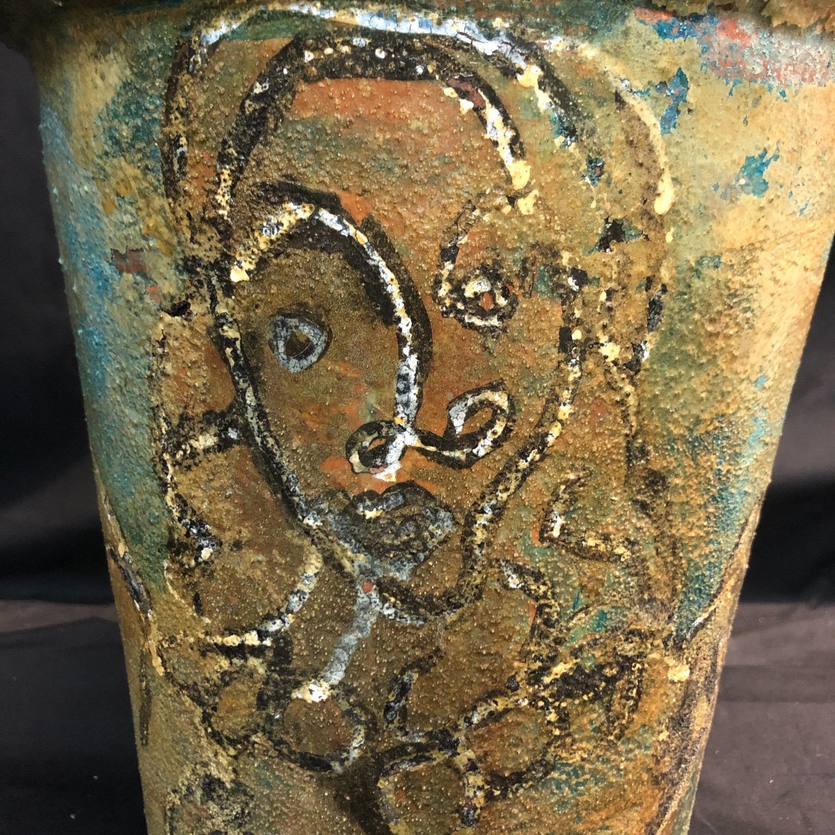 Georges Gimel 1898-1962 Large Signed Painting On Vase 38 Cm Savoie Megève