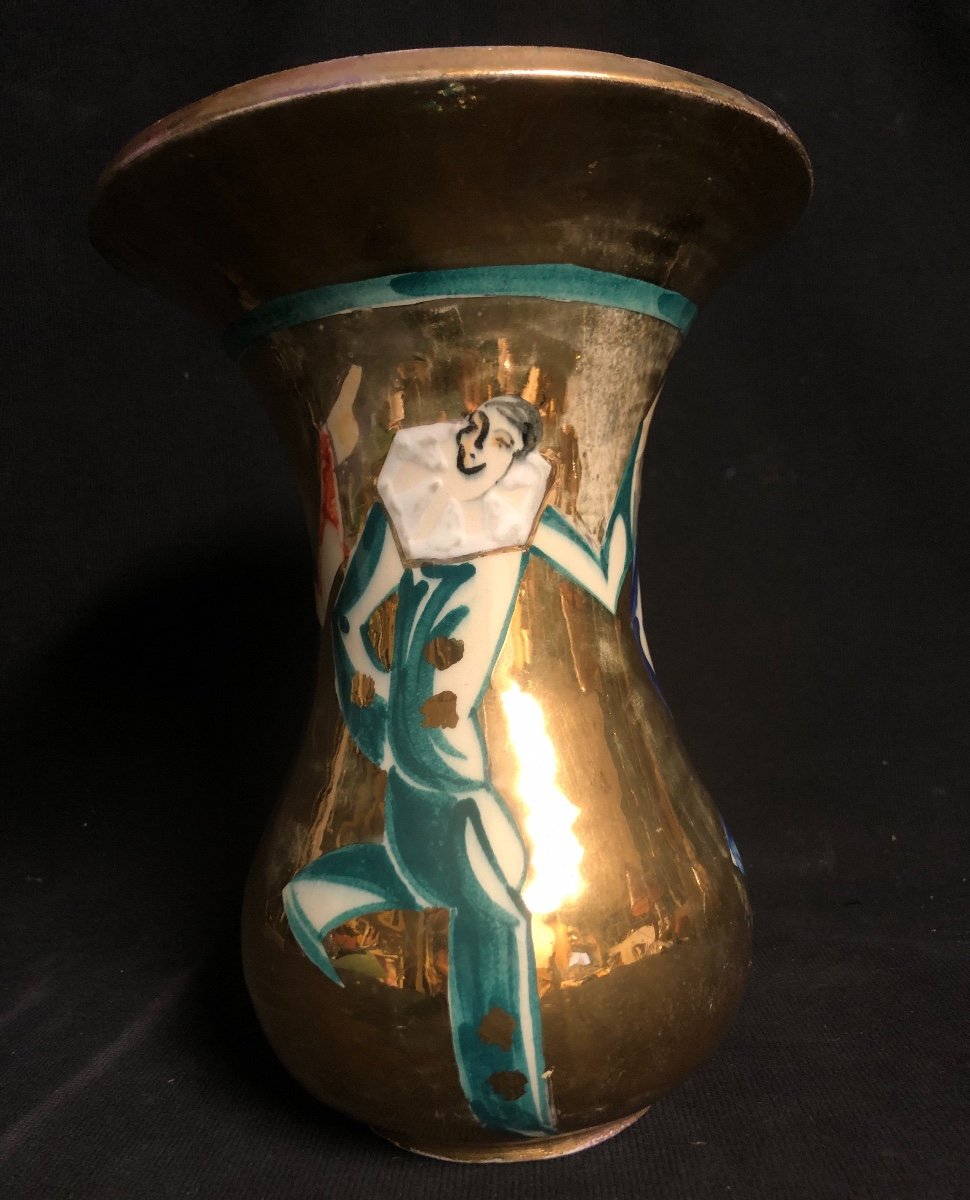Art Deco Vase With 3 Stones Signed G. Vinin For The Marquise De Sévigné Pierrot-photo-3