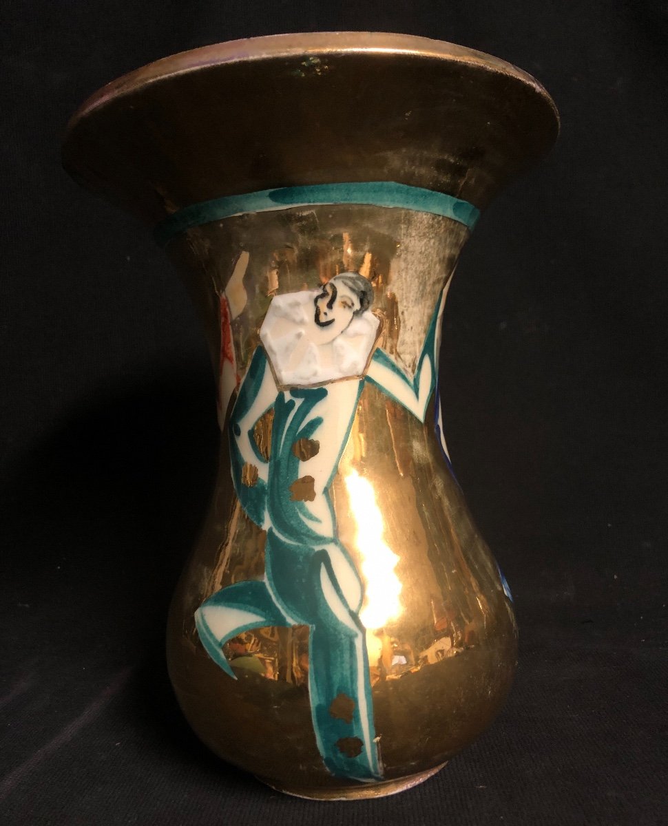 VASE Art Deco AUX 3 PIERROTS Signé G. VININ pour la Marquise de Sévigné Pierrot-photo-3