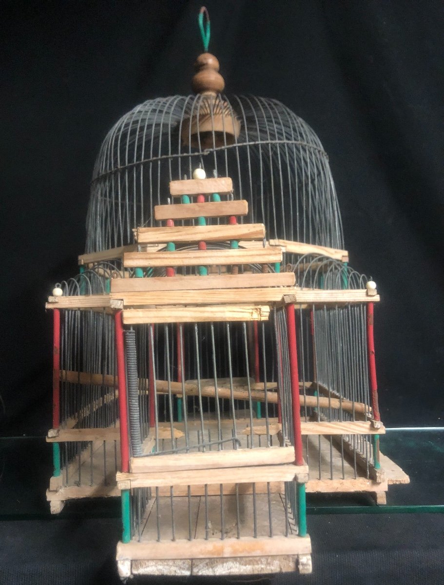 Charming Late 19th Century Bird Cage In Architectural Form-photo-3