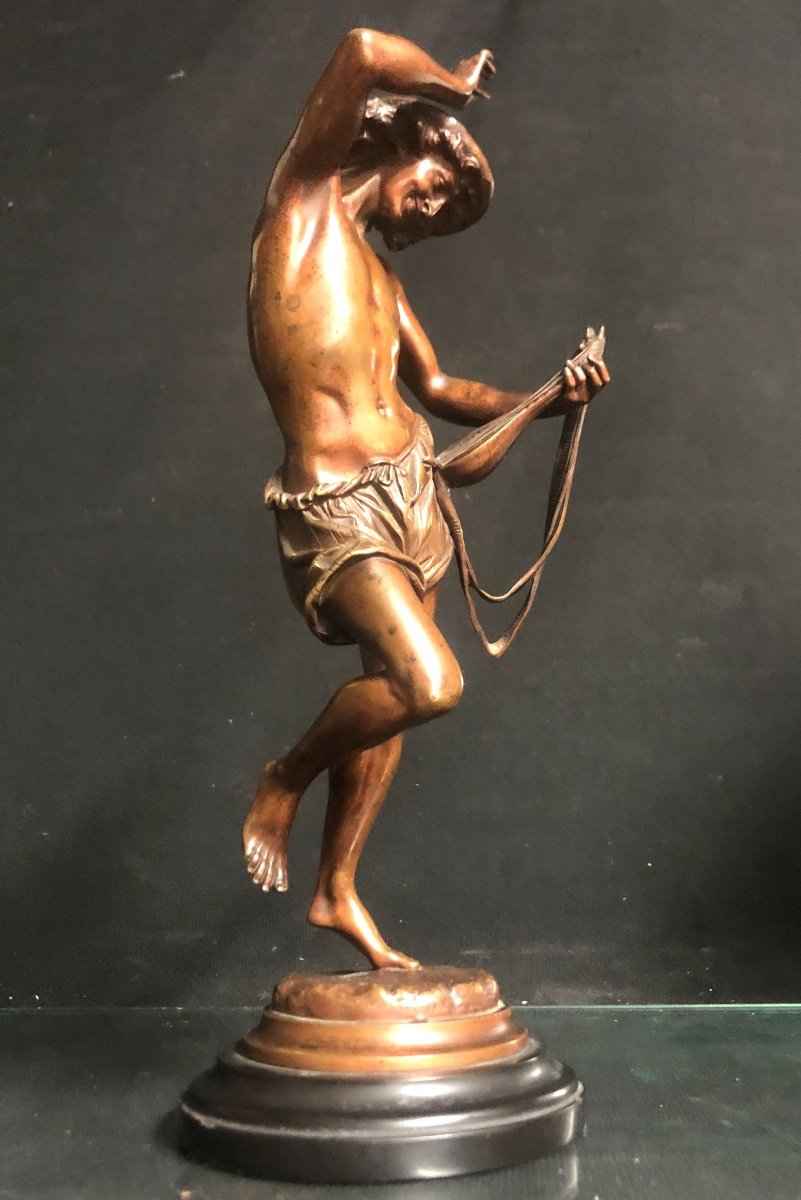 Albert CARRIER-BELLEUSE 1824-1887 Bronze jeune danseur Napolitain signé Fondeur Colin-photo-3
