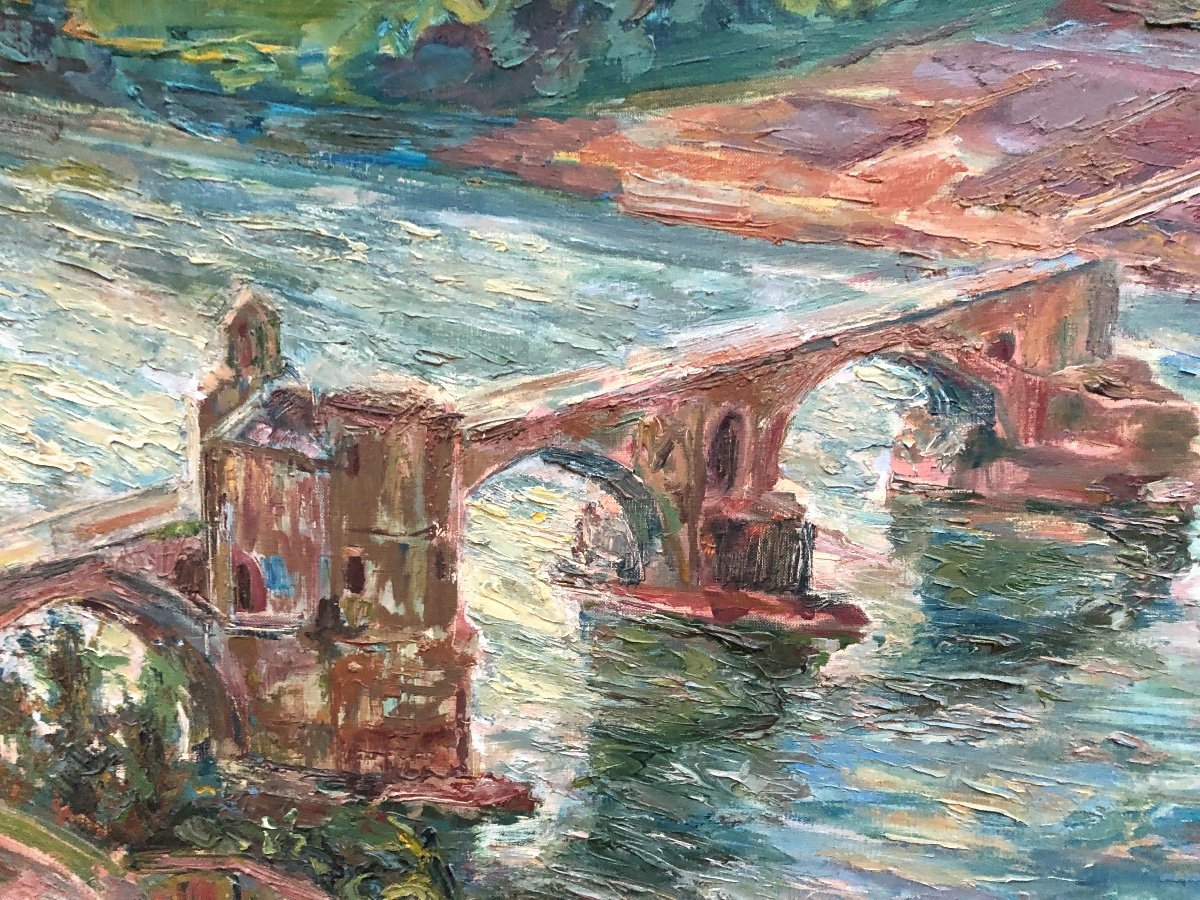Important Oil Signed Le Pont D 'avignon 92 X 111 Cm XXth Saint Benezet-photo-2