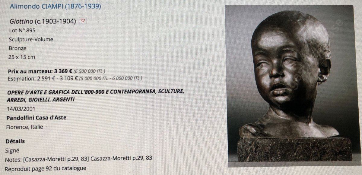 Alimondo CIAMPI 1876-1939 Buste de GIOTTINO Jeune garçon en Marbre de Carrare vers 1903-04-photo-5